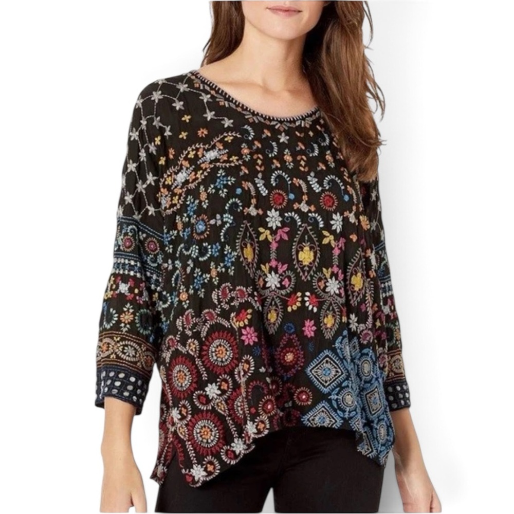 Johnny Was "Zora" embroidered tunic blouse